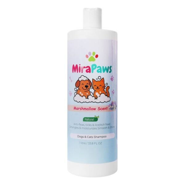 MiraPaws Anti-Fleas, Ticks & Lice Pet Shampoo Marshmallow Scent, 1 L