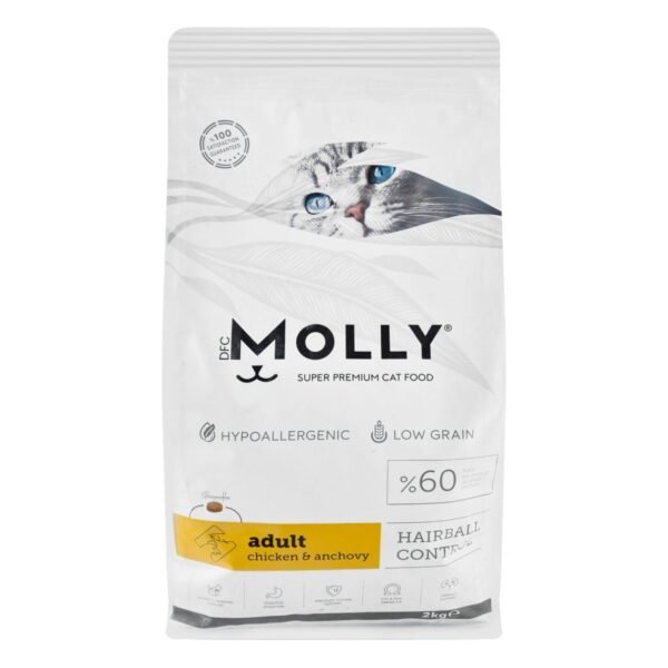 Molly Super Premium Hypoallergenic Hairball Control Dry Food with Chicken & Anchovy for Adult Cats, 2 kg