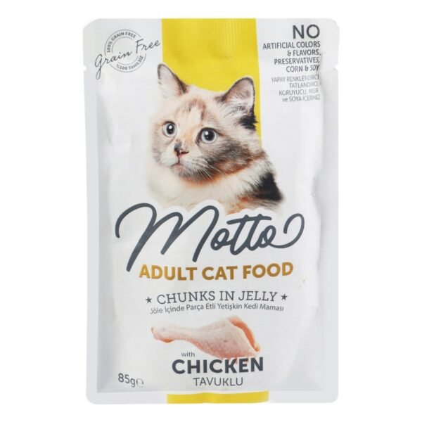 Motto Wet Food Chunks with Chicken in Jelly for Adult Cats, 85 g