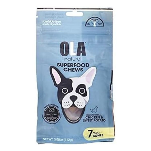 Ola Natural Superfood Mini Chew Bone Dog Treats with Chicken & Sweet Potato (Up to 7kg), 112 g