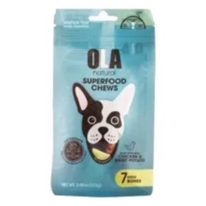 Ola Natural Superfood Mini Chew Bone Dog Treats with Chicken & Sweet Potato (Up to 7kg), 112 g