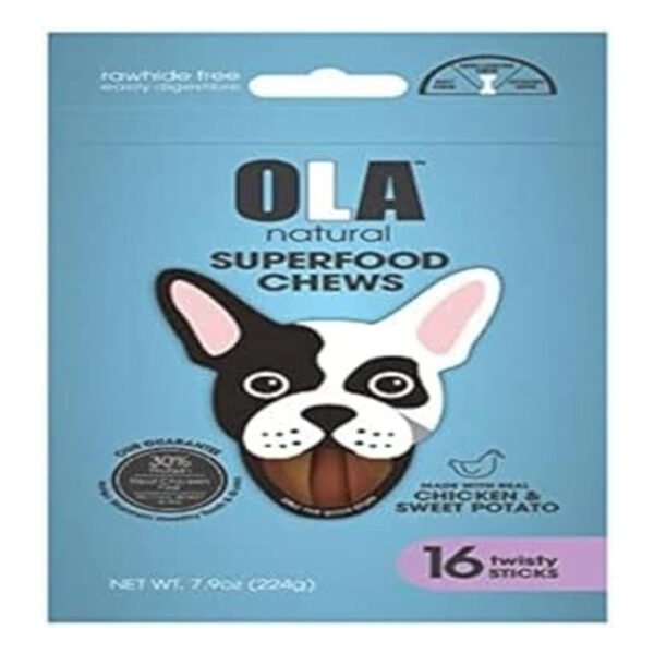 Ola Superfood Chew Stick Dog Treats Chicken & Sweet Potato Flavor (16 Pieces), 224 g