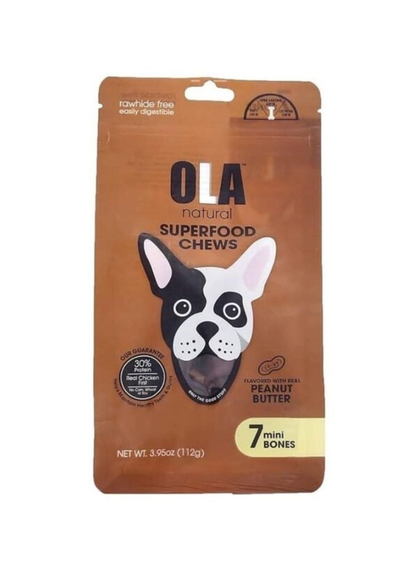 Ola Superfood Mini Bone Dog Treats Peanut Butter Flavor with Chicken (7 Pieces), 112 g