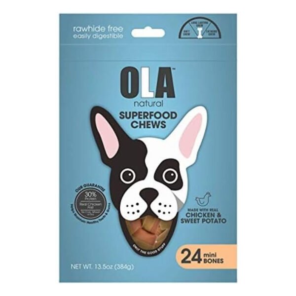 Ola Superfood Mini Bone Dog Treats with Chicken & Sweet Potato (24 Pieces), 384 g