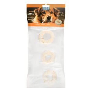 Orgo Small White Donut Shaped Rawhide Dog Chew Treats, 3 pcs