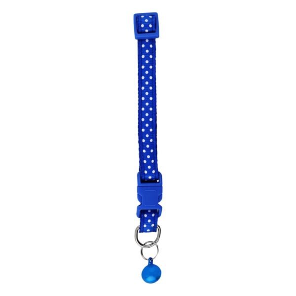Petbroo Blue Polka Dot Print Cat Collar with Bell (12x1cm)