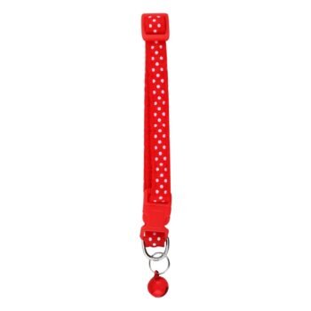 Petbroo Red Polka Dot Print Cat Collar with Bell (12x1cm)