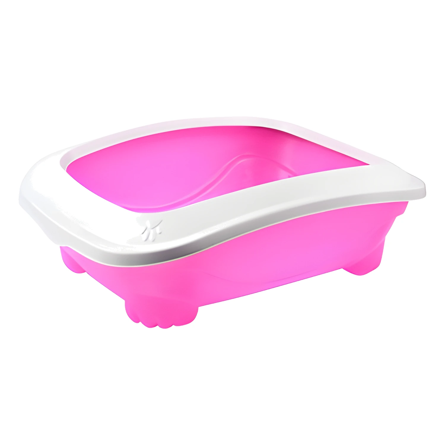 Pink & White Cat Litter Tray with Rim (45x35x15cm)
