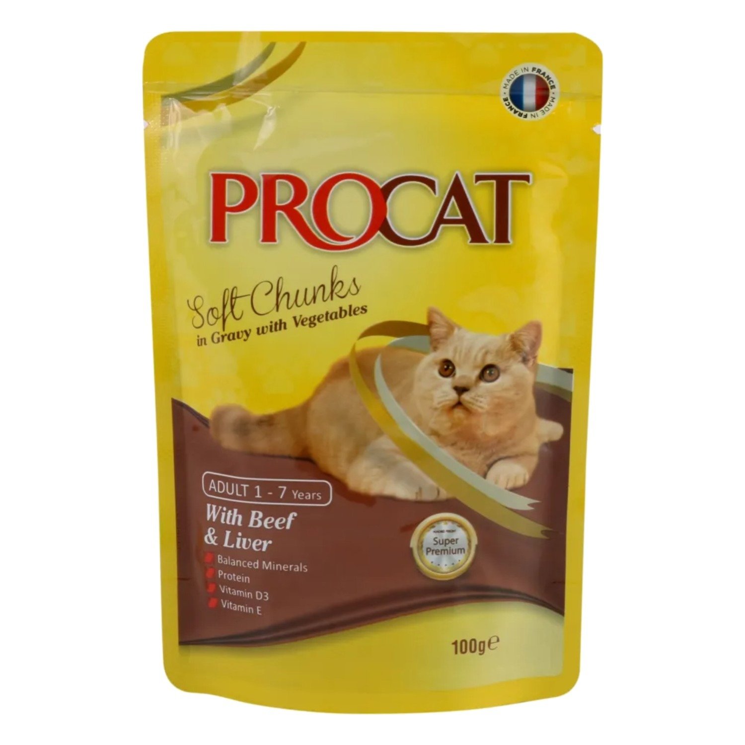 Procat Wet Food Chunks with Beef, Liver & Vegetables 100 g