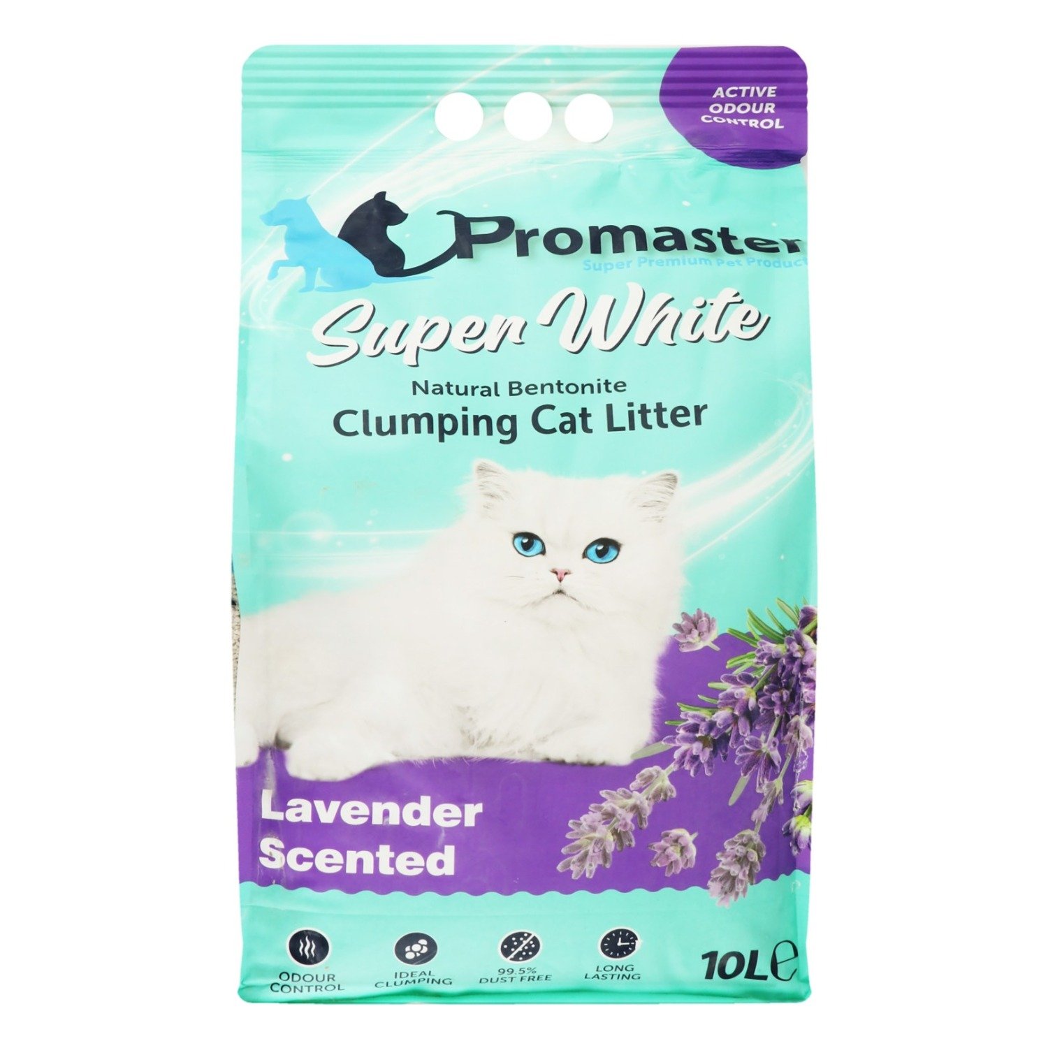 Promaster Super White Bentonite Clumping Cat Litter Lavender Scent, 10 L