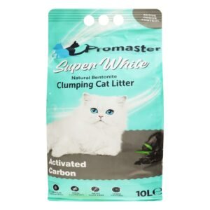 Promaster Super White Bentonite Clumping Cat Litter with Activated Carbon, 10 L