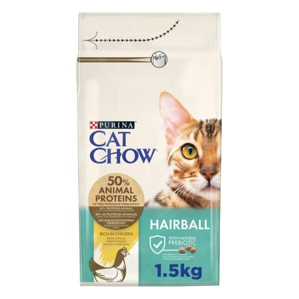 Purina Cat Chow Hairball Control Dry Food with Chicken for Adult Cats, 1.5 kg