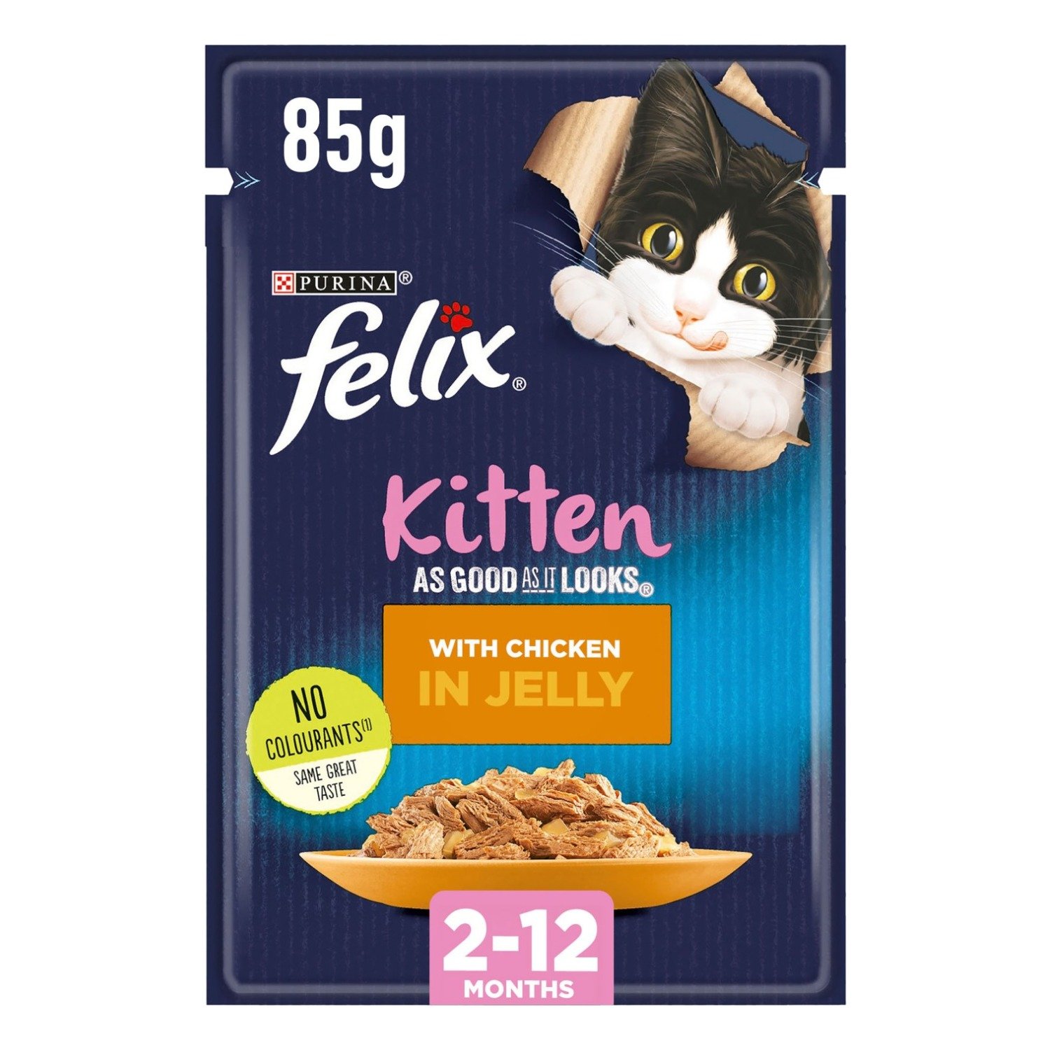 Purina Felix As Good As It Looks Wet Food with Chicken in Jelly for Kittens, 85 g