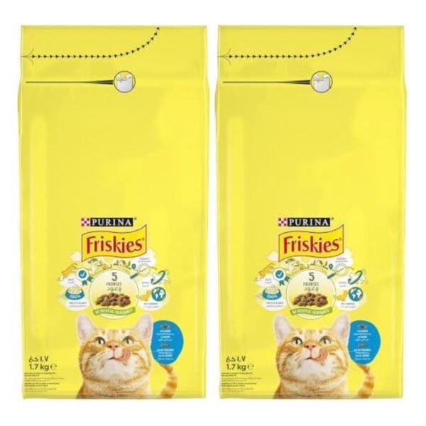 Purina Friskies Dry Food with Salmon for Adult Cats (20% Off), 2 x 1.7 kg