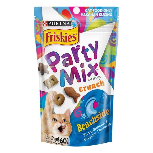 Purina Friskies Party Mix Beachside Crunch Cat Treats Tuna, Salmon & Snapper Flavor, 60 g