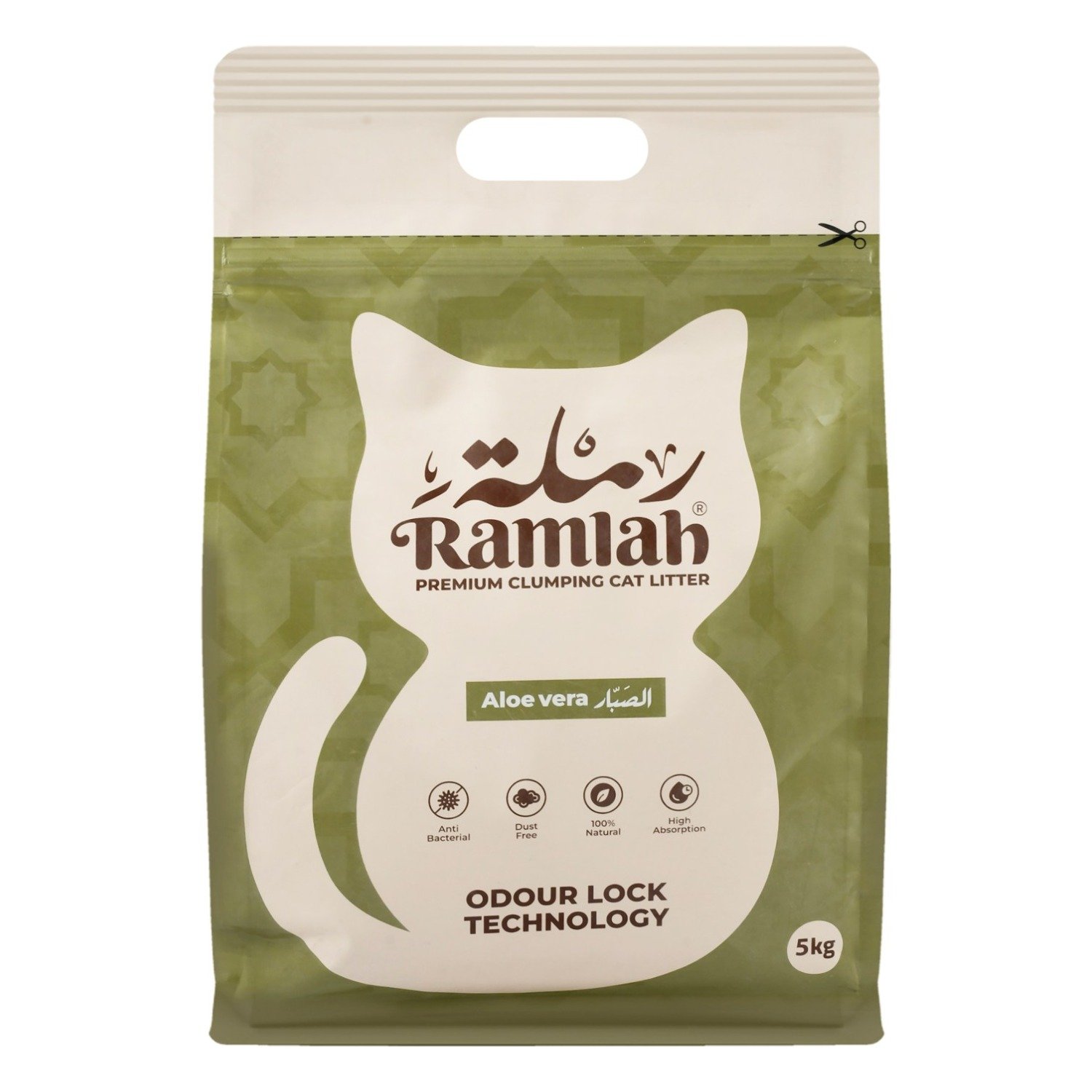 Ramlah Antibacterial Clumping Cat Litter Aloe Vera Scent, 5 kg