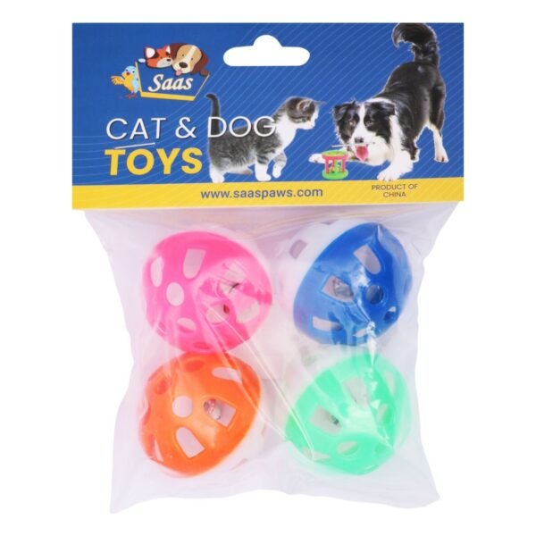 Saas Assorted Pet Ball Toys with Bells, 4 pcs