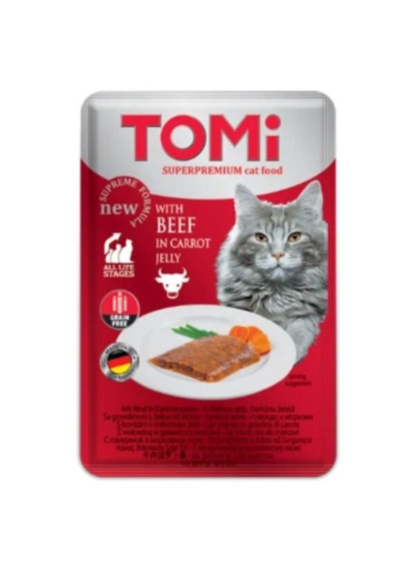 Tomi Wet Cat Food with Beef in Carrot Jelly, 100 g