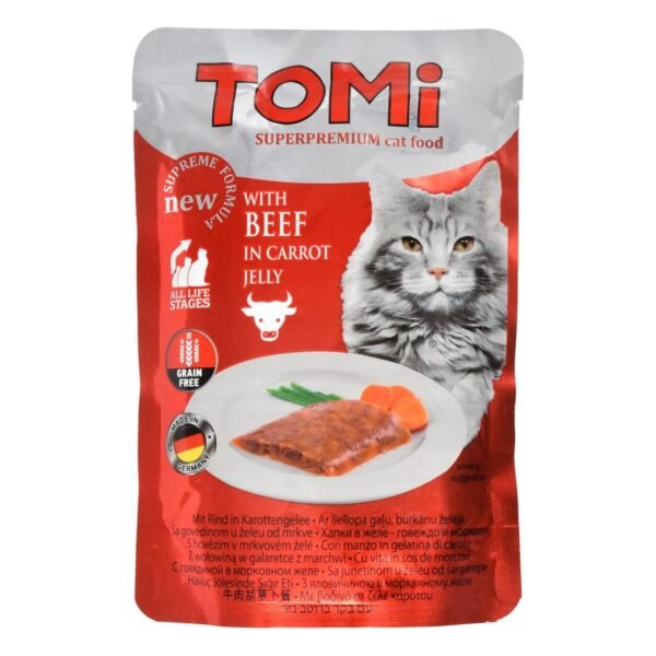 Tomi Wet Cat Food with Beef in Carrot Jelly, 100 g