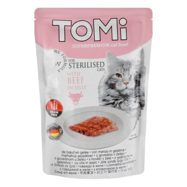 Tomi Wet Food with Beef in Jelly for Sterilized Cats, 85 g
