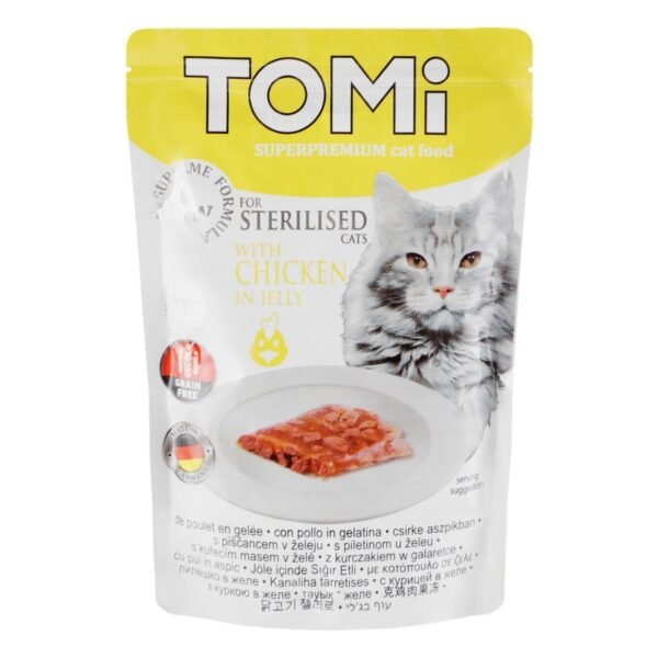Tomi Wet Food with Chicken in Jelly for Sterilized Cats, 85 g