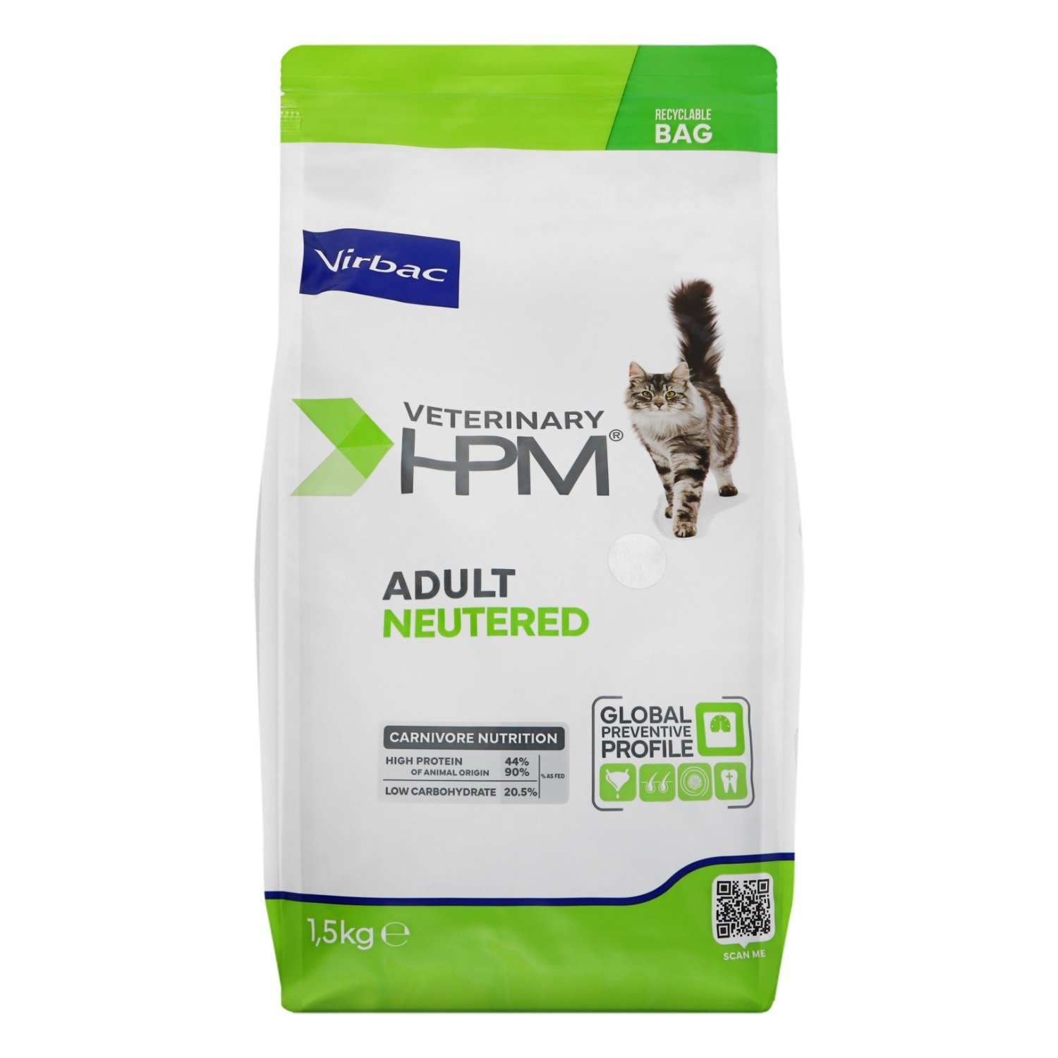 Virbac Veterinary HPM Dry Food for Neutered Adult Cats, 1.5 kg