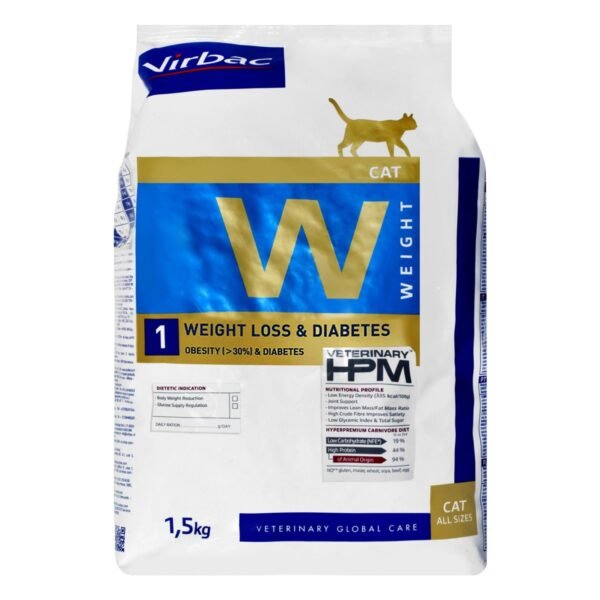 Virbac Veterinary HPM Weight Loss & Diabetes Dry Cat Food, 1.5 kg
