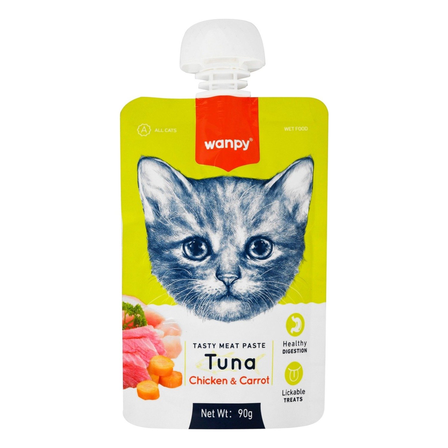 Wanpy Cat Treat Paste with Tuna, Chicken & Carrot, 90 g