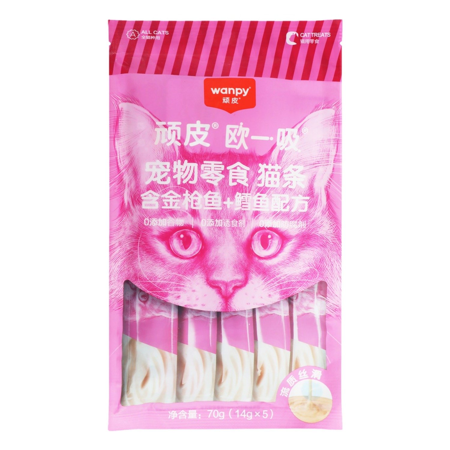 Wanpy Creamy Cat Treats with Tuna & Cod Liver, 5 x 14 g