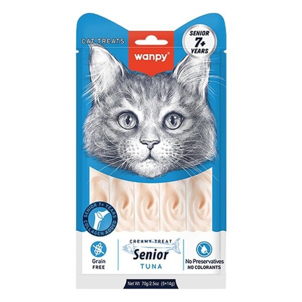 Wanpy Creamy Treats with Tuna for Senior Cats, 5 x 14 g