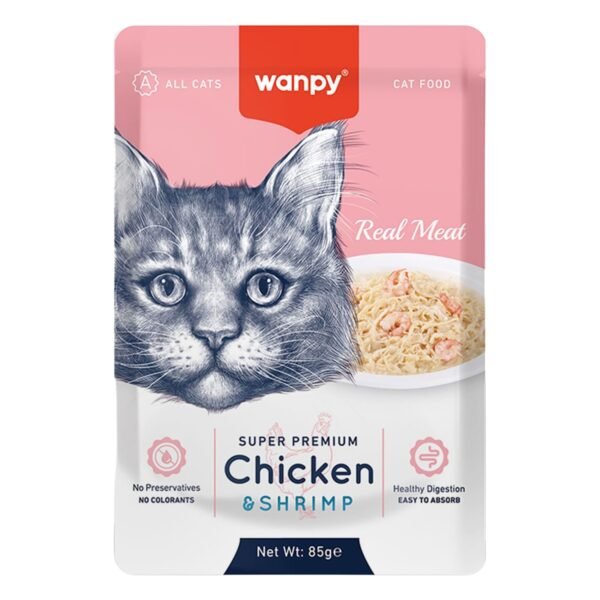 Wanpy Super Premium Wet Cat Food with Chicken & Shrimp, 85 g