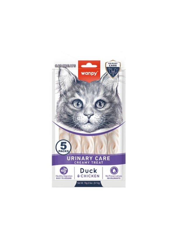 Wanpy Urinary Care Creamy Cat Treats with Chicken & Duck, 5 x 14 g