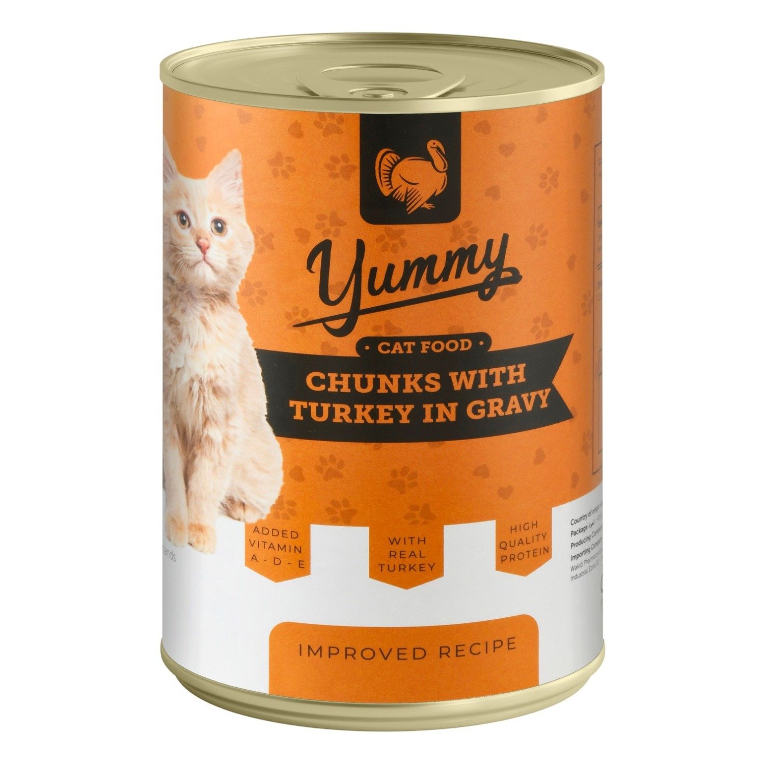 Yummy Wet Cat Food Chunks with Turkey in Gravy, 400 g